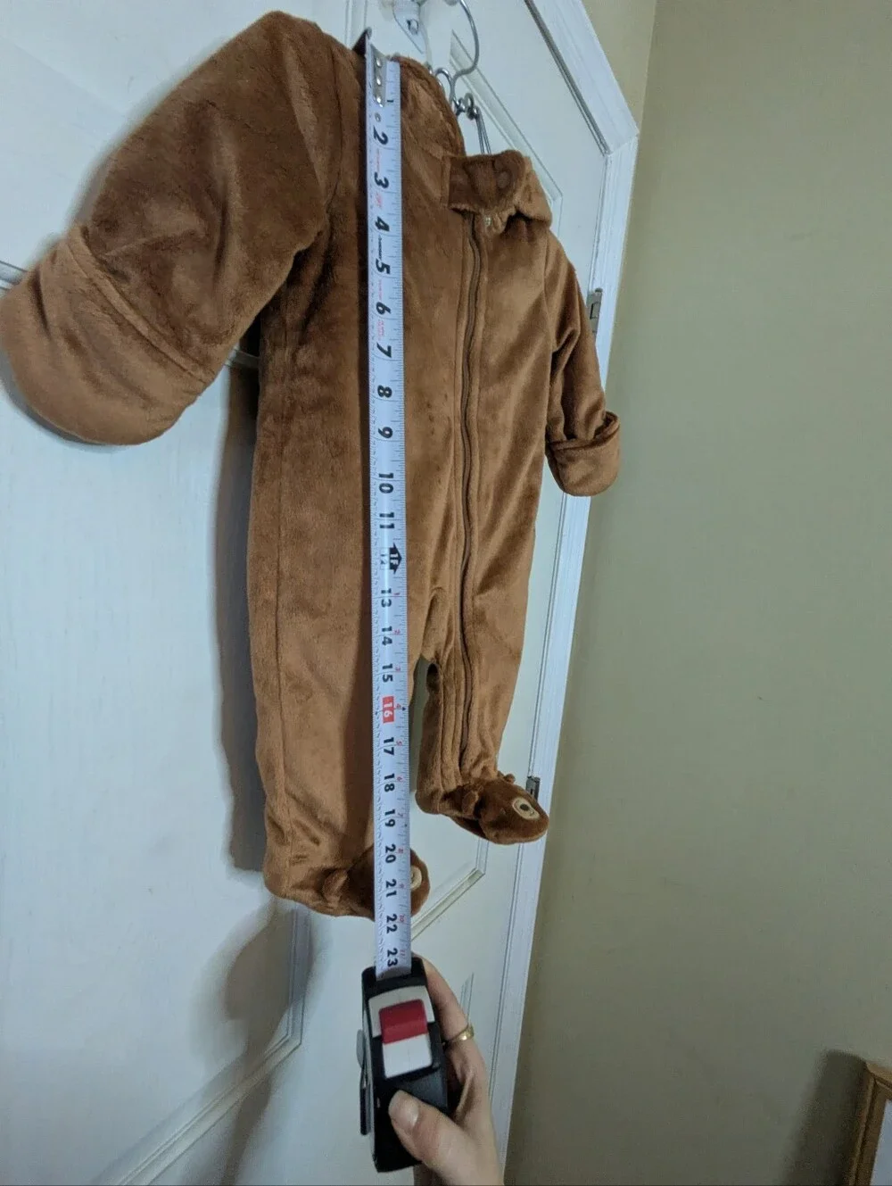 Carter's Brown Plush Hooded Baby One-Piece with Bear Feet And Bear Ears